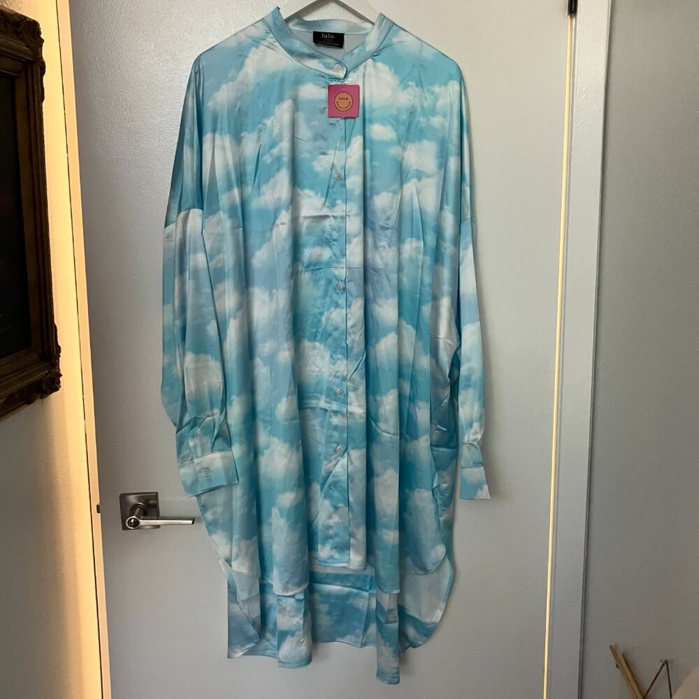 Lala Satin Playsuit TOP ONLY in Clouds Print - Picture 2 of 4
